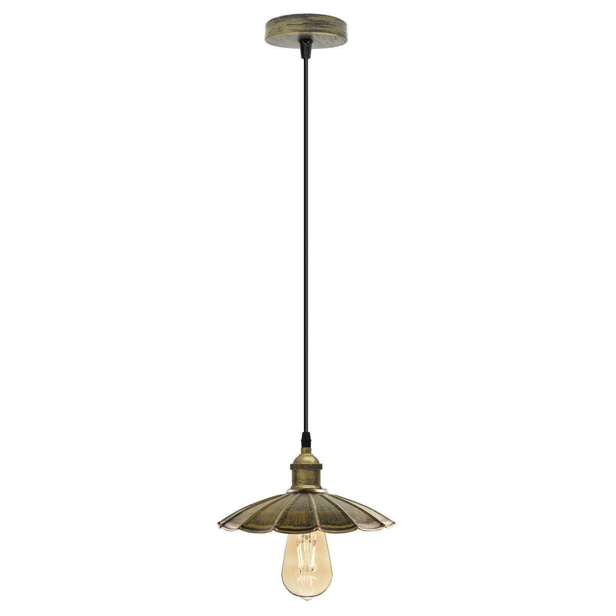 Retro Pendant Light Fitting – Brushed Brass or Copper, Many Shades - Brushed Brass, Lounge 22 cm Brushed Brass, Without Bulb