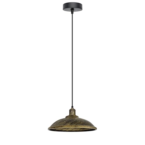 Retro Pendant Light Fitting – Brushed Brass or Copper, Many Shades - Brushed Brass, Vintage 24 cm Brushed Brass, Without Bulb