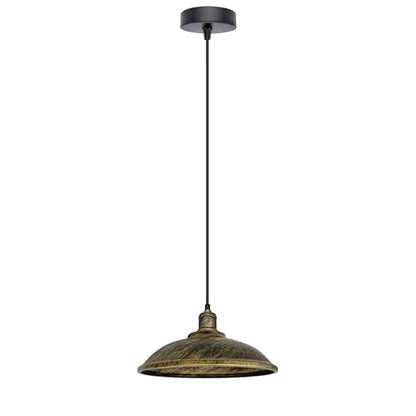 Retro Pendant Light Fitting – Brushed Brass or Copper, Many Shades - Brushed Brass, Vintage 24 cm Brushed Brass, Without Bulb