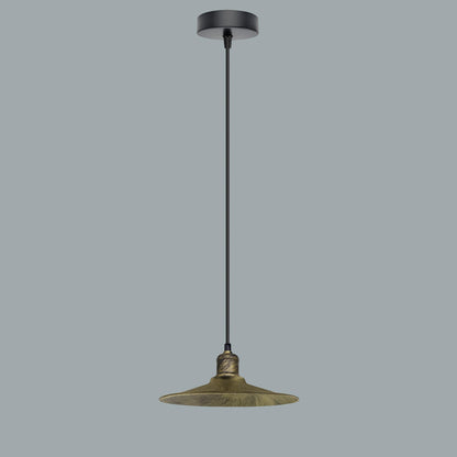 Retro Pendant Light Fitting – Brushed Brass or Copper, Many Shades - Brushed Brass, Flat Brushed Brass, Without Bulb