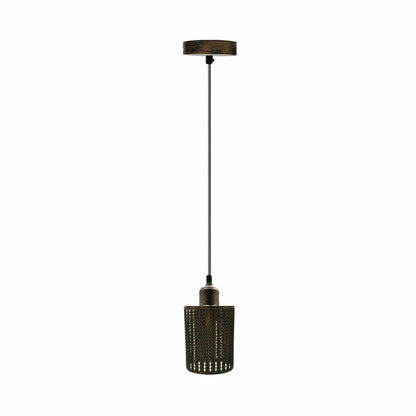 Retro Pendant Light Fitting – Brushed Brass or Copper, Many Shades - Brushed Copper, Barrel Cage Style 3 Brushed Copper, Without Bulb