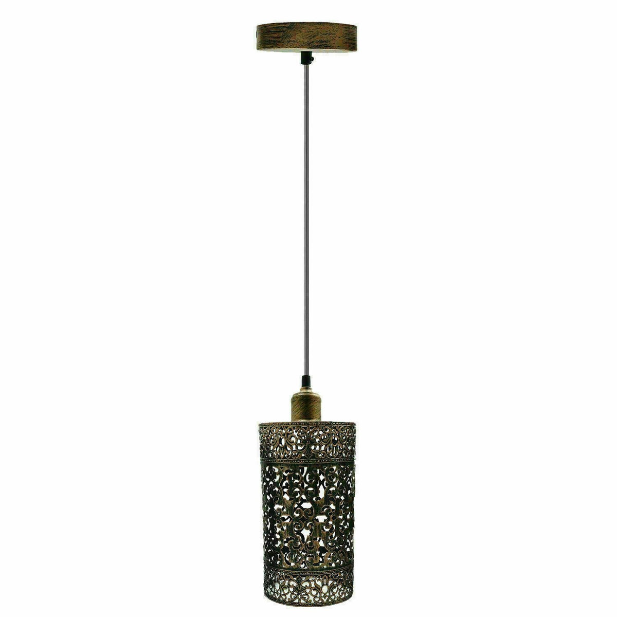 Retro Pendant Light Fitting – Brushed Brass or Copper, Many Shades - Brushed Copper, Barrel Cage Style 6 Brushed Copper, Without Bulb