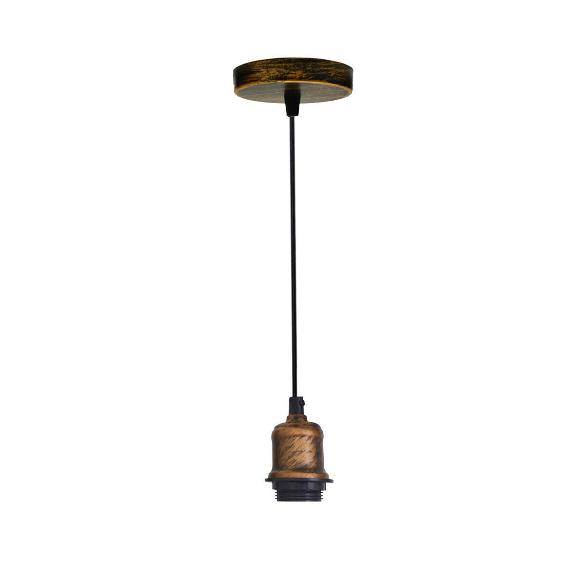 Retro Pendant Light Fitting – Brushed Brass or Copper, Many Shades - Brushed Copper, No Shade 120 mm Rose, Without Bulb