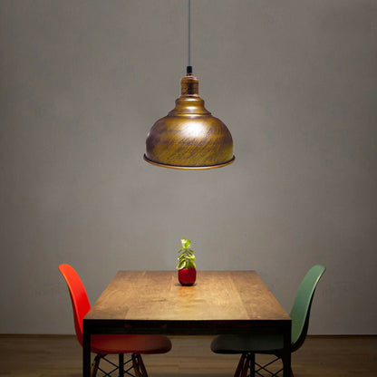 Retro Pendant Light Fitting – Brushed Brass or Copper, Many Shades - Brushed Copper, Curvy 21 cm Brushed Copper, Without Bulb
