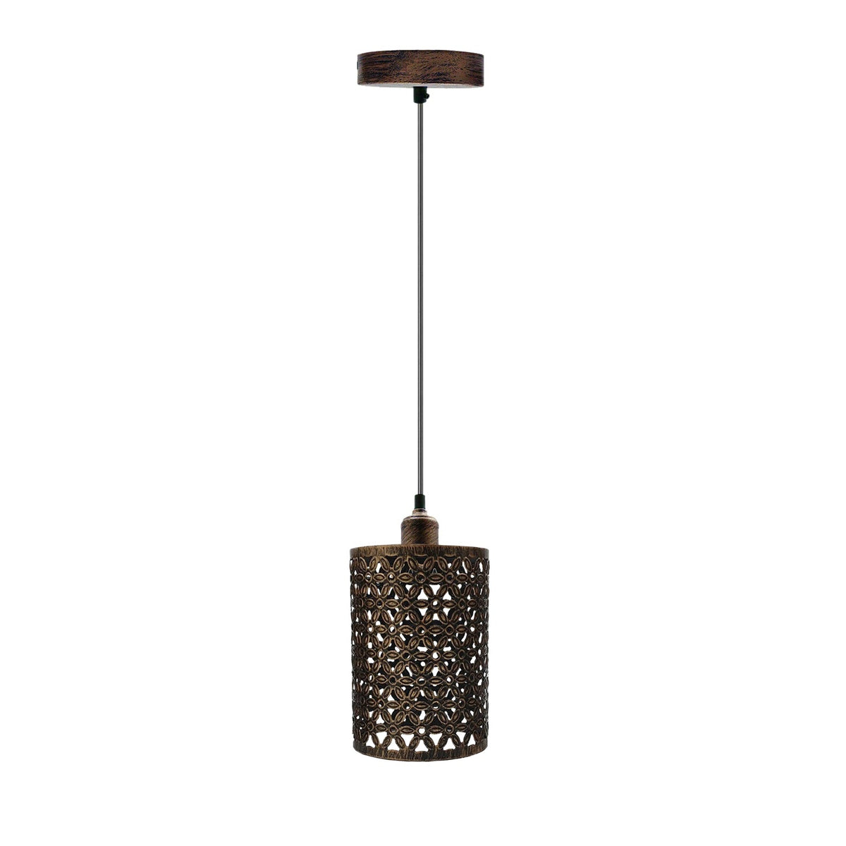 Retro Pendant Light Fitting – Brushed Brass or Copper, Many Shades - Brushed Copper, Barrel Cage Style 2 Brushed Copper, Without Bulb