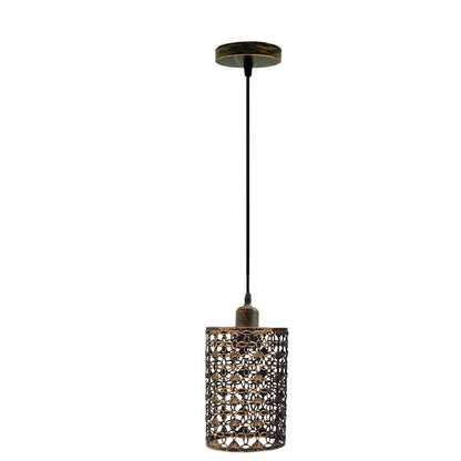 Retro Pendant Light Fitting – Brushed Brass or Copper, Many Shades - Brushed Copper, Drum Style 4 Brushed Copper, Without Bulb