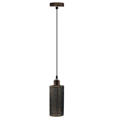Retro Pendant Light Fitting – Brushed Brass or Copper, Many Shades - Brushed Copper, Drum Style 5 Brushed Copper, Without Bulb