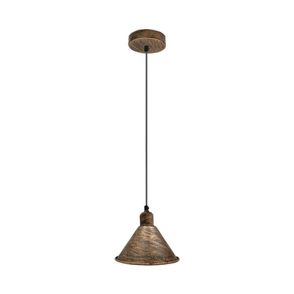 Retro Pendant Light Fitting – Brushed Brass or Copper, Many Shades - Brushed Copper, Small Cone 18 cm Brushed Copper, Without Bulb