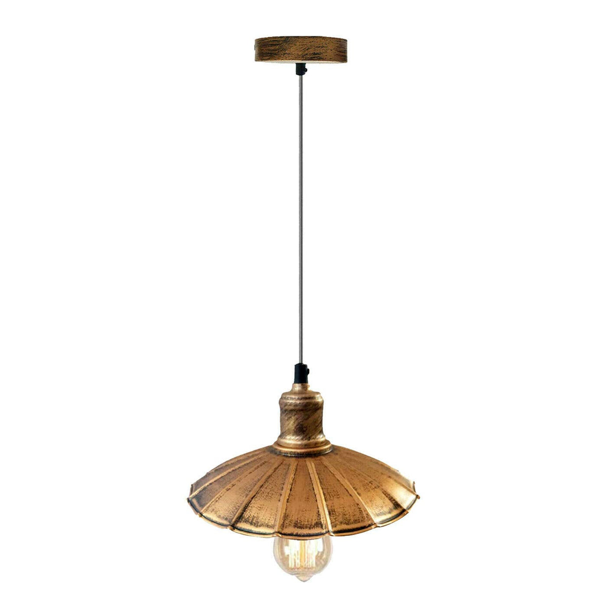 Retro Pendant Light Fitting – Brushed Brass or Copper, Many Shades - Brushed Copper, Lounge 22 cm Brushed Copper, Without Bulb