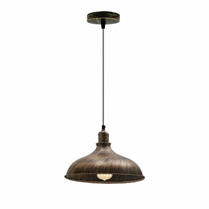 Retro Pendant Light Fitting – Brushed Brass or Copper, Many Shades - Brushed Copper, Wide Dome 36 cm Brushed Copper, Without Bulb