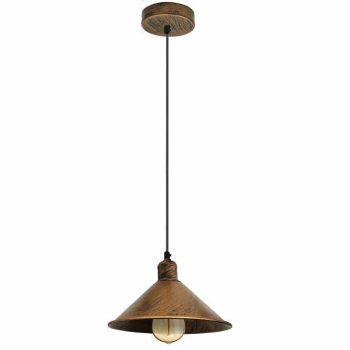 Retro Pendant Light Fitting – Brushed Brass or Copper, Many Shades - photo 34