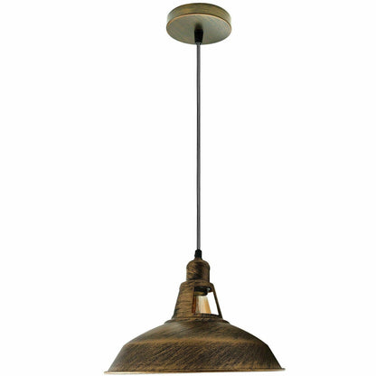 Retro Pendant Light Fitting – Brushed Brass or Copper, Many Shades - Brushed Copper, Barn Slotted 30 cm Brushed Copper, Without Bulb