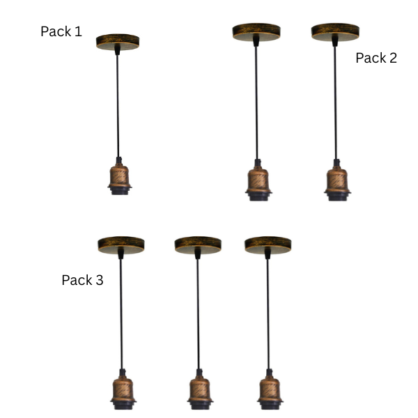 Retro Pendant Light Fitting – Brushed Brass or Copper, Many Shades - photo 17