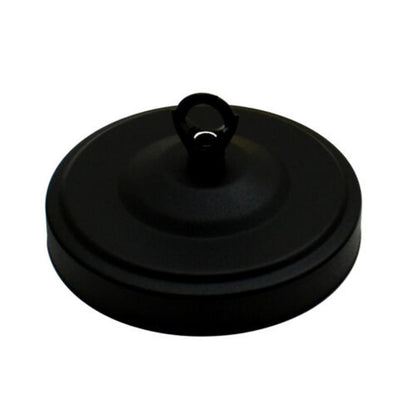 Ceiling Rose with Hook – Single or 2-9 Outlet Plates, 8 Finishes - 100 mm with Hook Ring, Black, Single