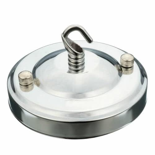 Ceiling Rose with Hook – Single or 2-9 Outlet Plates, 8 Finishes - 100 mm with Hook, Chrome, Single