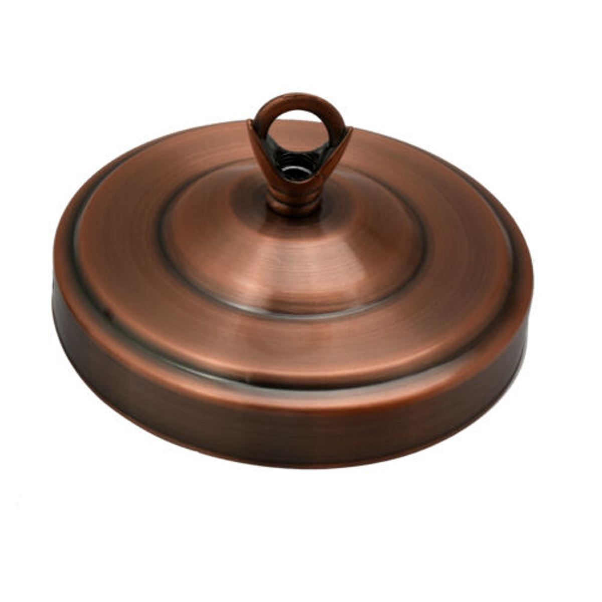 Ceiling Rose with Hook – Single or 2-9 Outlet Plates, 8 Finishes - 100 mm with Hook Ring, Copper, Single