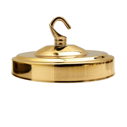 Ceiling Rose with Hook – Single or 2-9 Outlet Plates, 8 Finishes - 100 mm with Hook, French Gold, Single