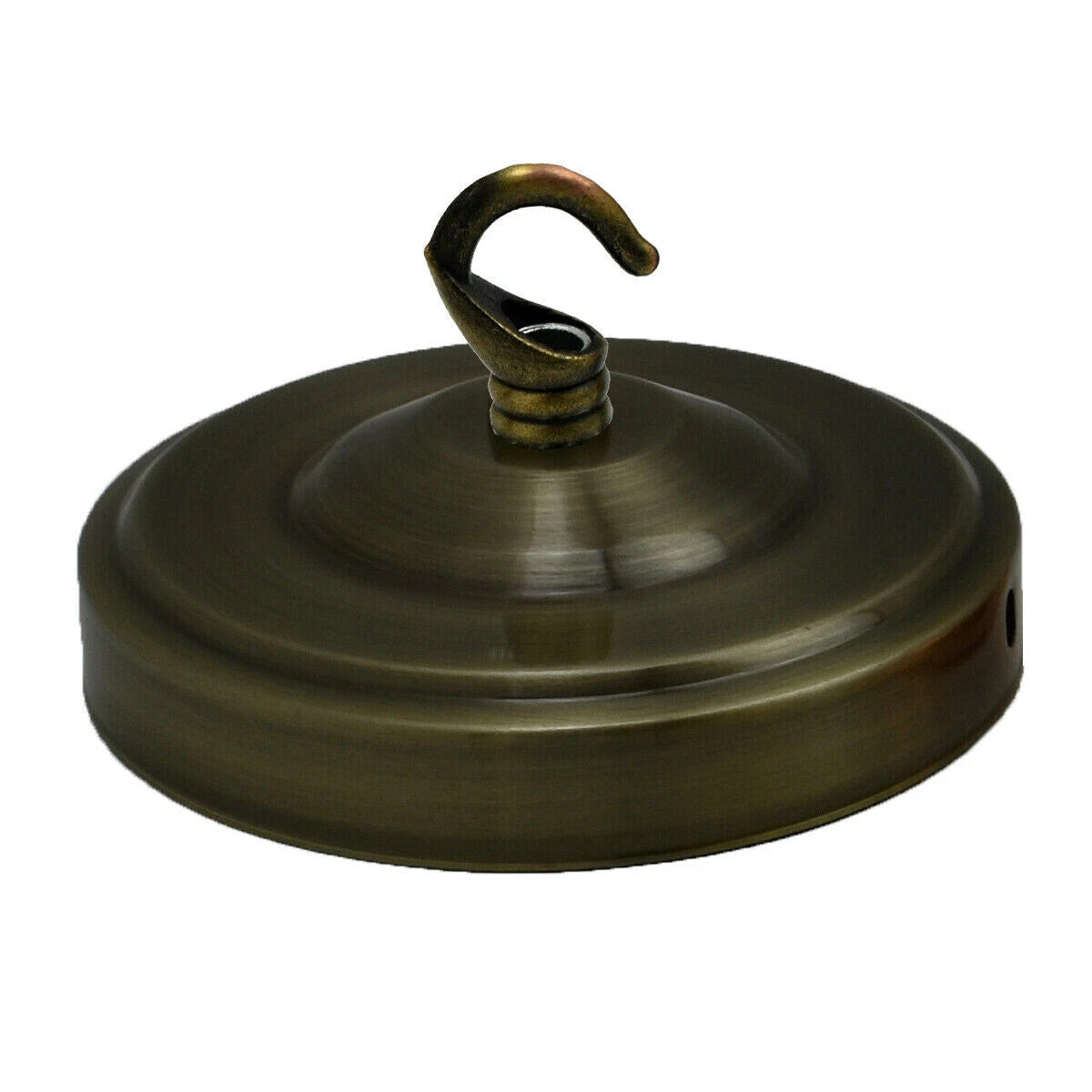 Ceiling Rose with Hook – Single or 2-9 Outlet Plates, 8 Finishes - 100 mm with Hook, Green Brass, Single