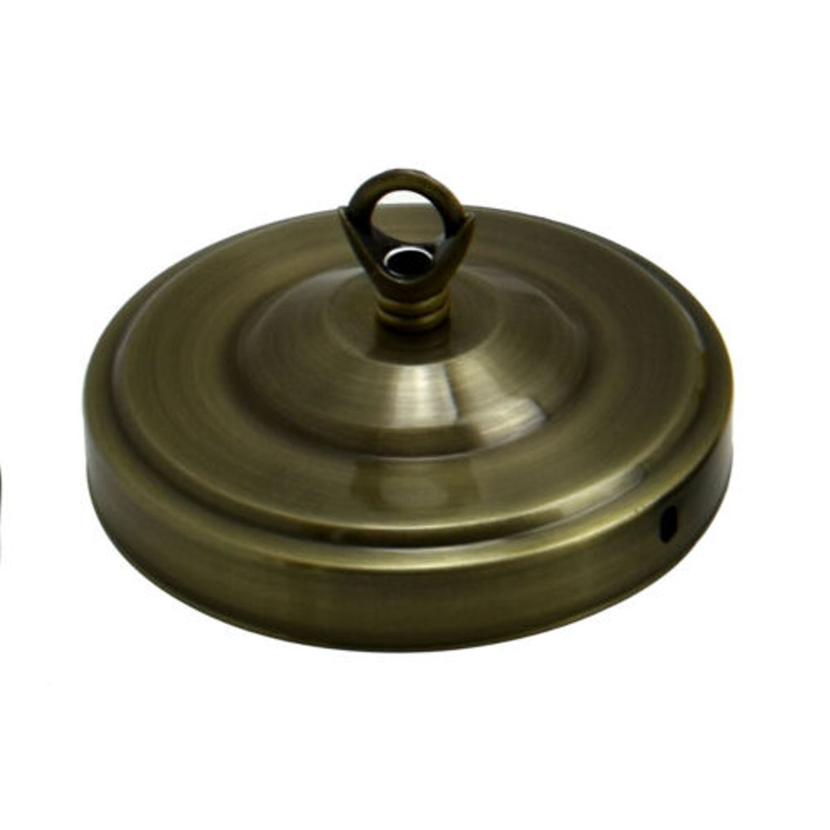 Ceiling Rose with Hook – Single or 2-9 Outlet Plates, 8 Finishes - 100 mm with Hook Ring, Green Brass, Single