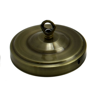 Ceiling Rose with Hook – Single or 2-9 Outlet Plates, 8 Finishes - 100 mm with Hook Ring, Green Brass, Single