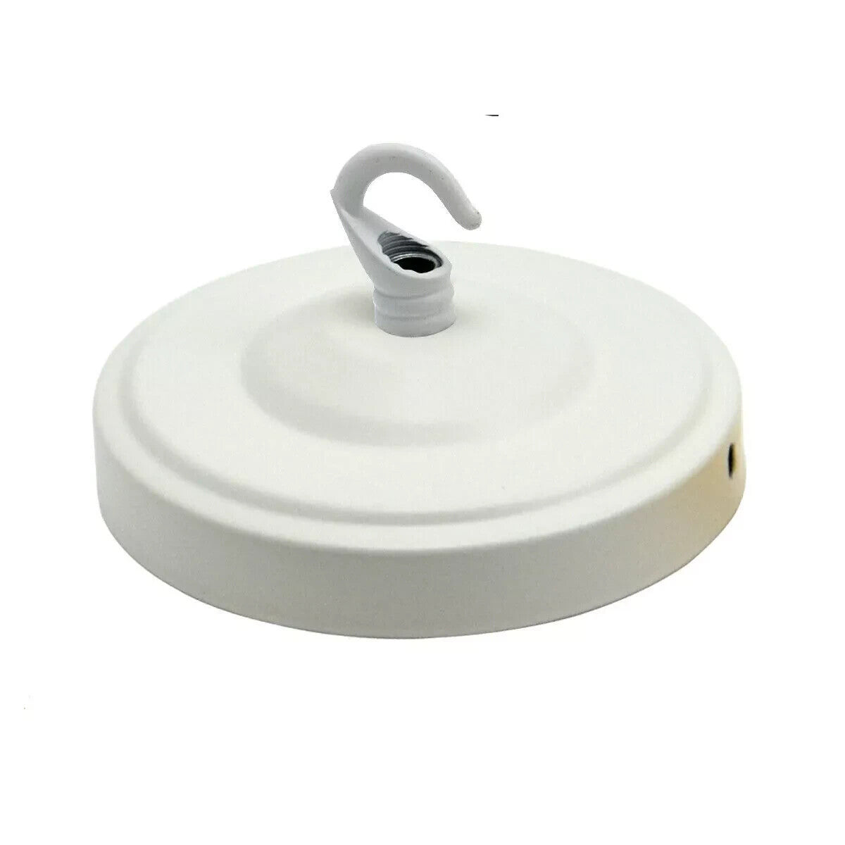Ceiling Rose with Hook – Single or 2-9 Outlet Plates, 8 Finishes - 100 mm with Hook, White, Single