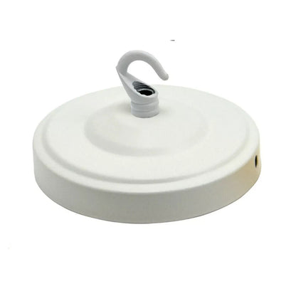 Ceiling Rose with Hook – Single or 2-9 Outlet Plates, 8 Finishes - 100 mm with Hook, White, Single
