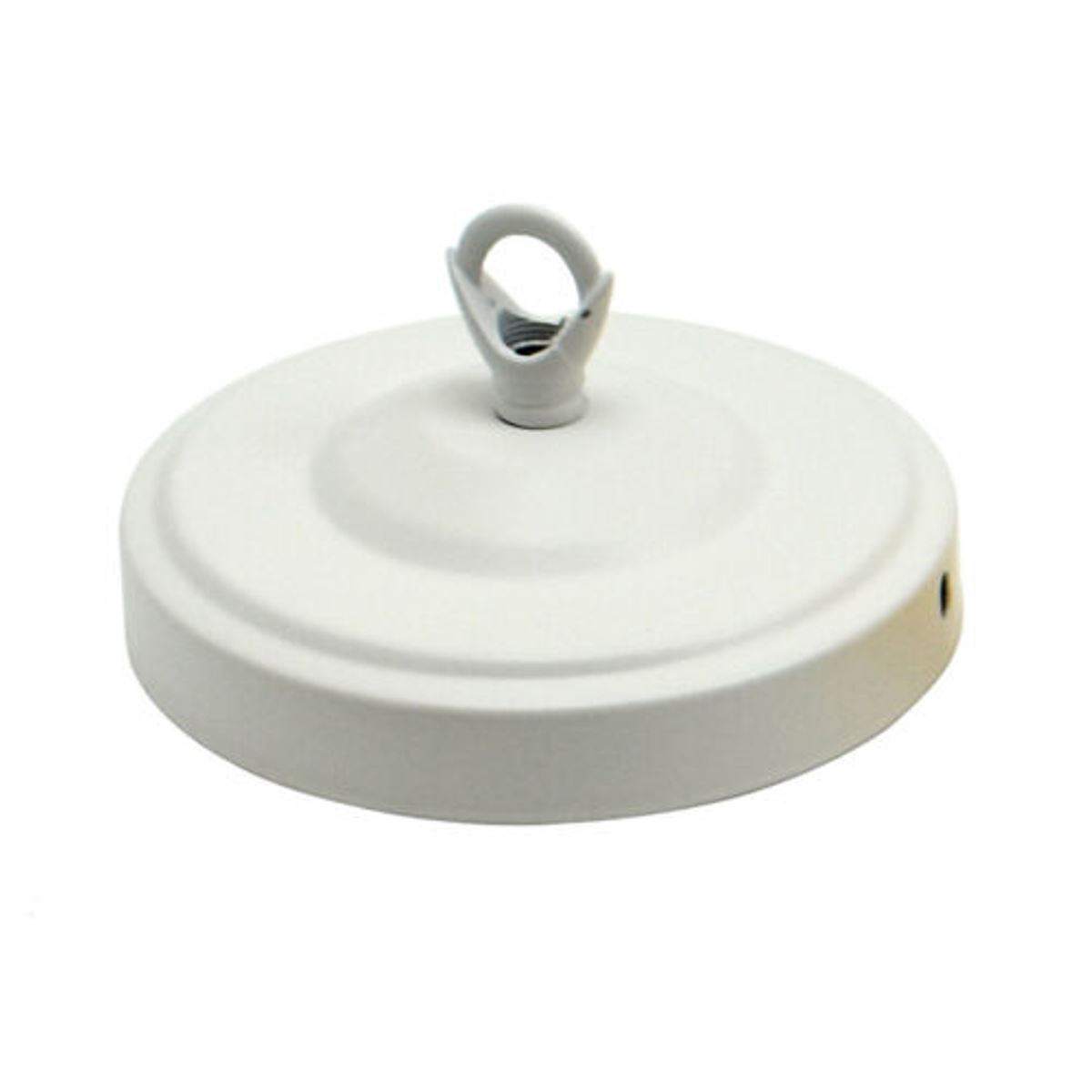 Ceiling Rose with Hook – Single or 2-9 Outlet Plates, 8 Finishes - 100 mm with Hook Ring, White, Single