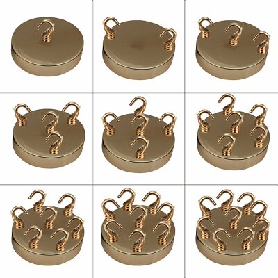 Ceiling Rose with Hook – Single or 2-9 Outlet Plates, 8 Finishes - 120 mm, 3 Outlets with Hooks, French Gold, Single