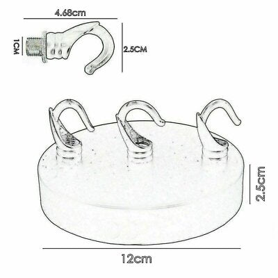 Ceiling Rose with Hook – Single or 2-9 Outlet Plates, 8 Finishes - photo 2