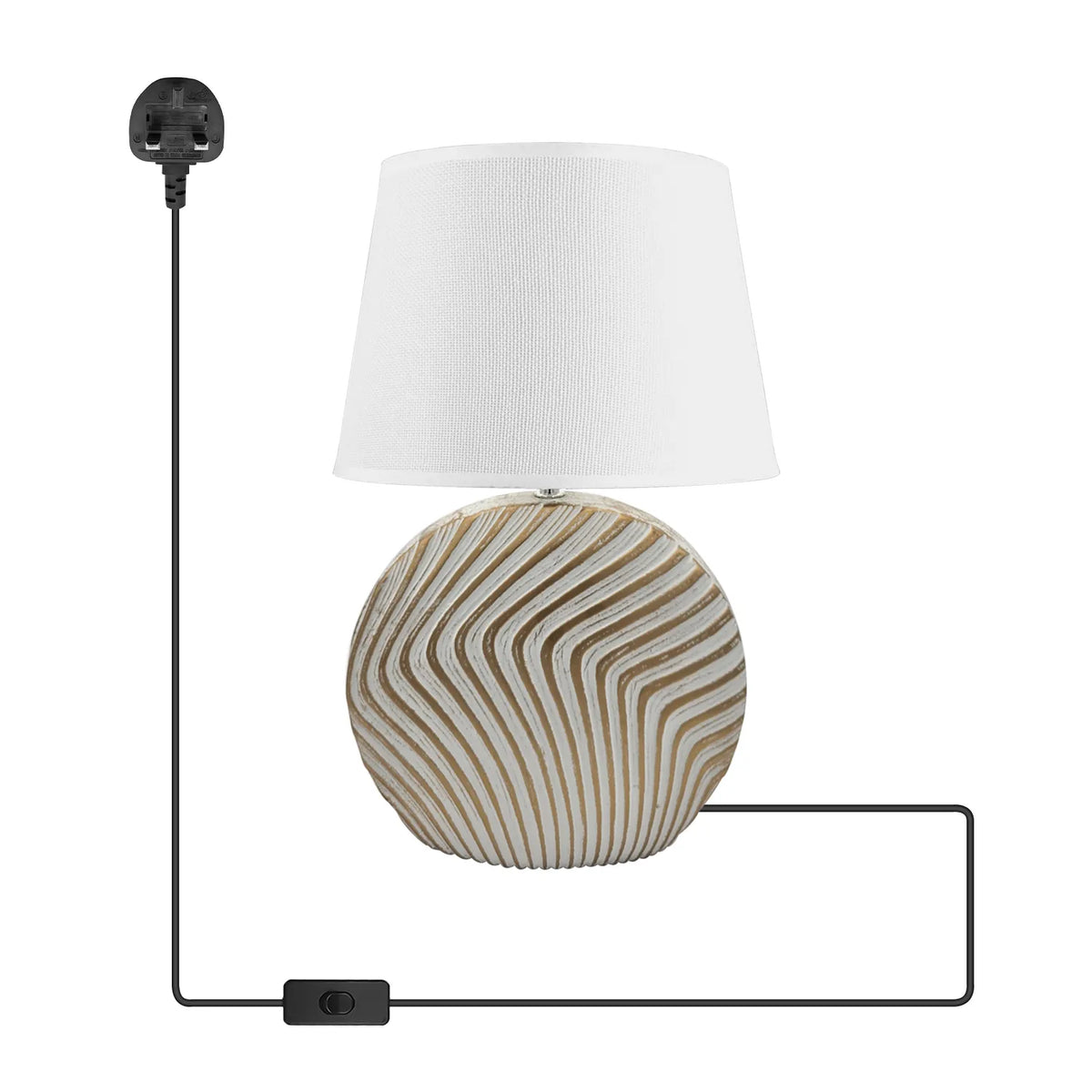 Ceramic Bedside Table Lamp White - White, Without Bulb