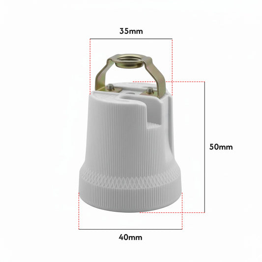 Ceramic E27 Bulb Holder with Top Bracket – 40 x 50 mm - photo 2