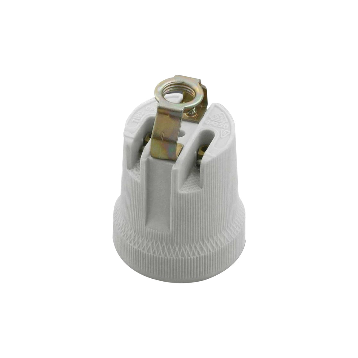 Ceramic E27 Bulb Holder with Top Bracket – 40 x 50 mm - Single, Standard, White
