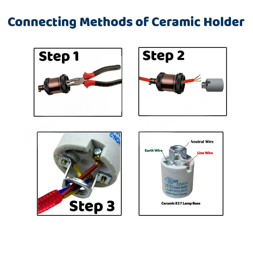 Ceramic E27 Lamp Holder for Pendants – 660W 250V, 3.5 x 5 cm - photo 7