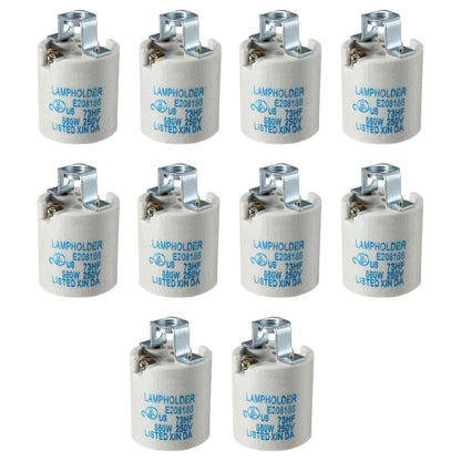 Ceramic E27 Lamp Holder for Pendants – 660W 250V, 3.5 x 5 cm - Pack of 10, Standard, White