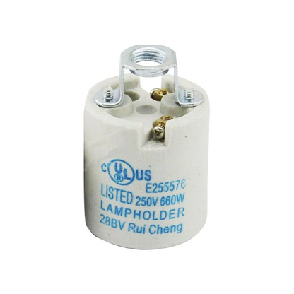 Ceramic E27 Lamp Holder for Pendants – 660W 250V, 3.5 x 5 cm - Single, Standard, White