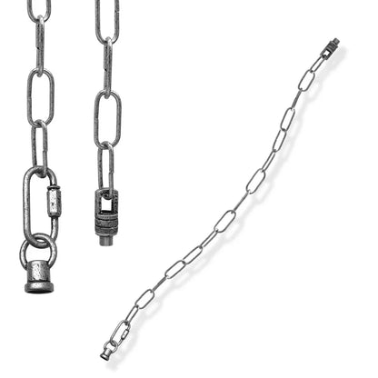 Pendant Light Chain 50 cm with Ceiling Connector & Lock – 5 Finishes - Brushed Silver, Single, 50 cm