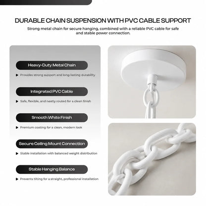 Chain Pendant Light – Curvy 29 cm Metal Shade, White Yoke, 19 Colours - photo 4