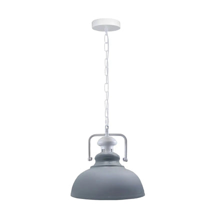 Chain Pendant Light – Curvy 29 cm Metal Shade, White Yoke, 19 Colours - White, Curvy 29 cm Grey, Without Bulb