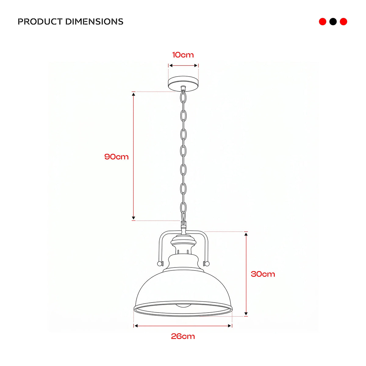 Chain Pendant Light – Curvy 29 cm Metal Shade, White Yoke, 19 Colours - photo 2
