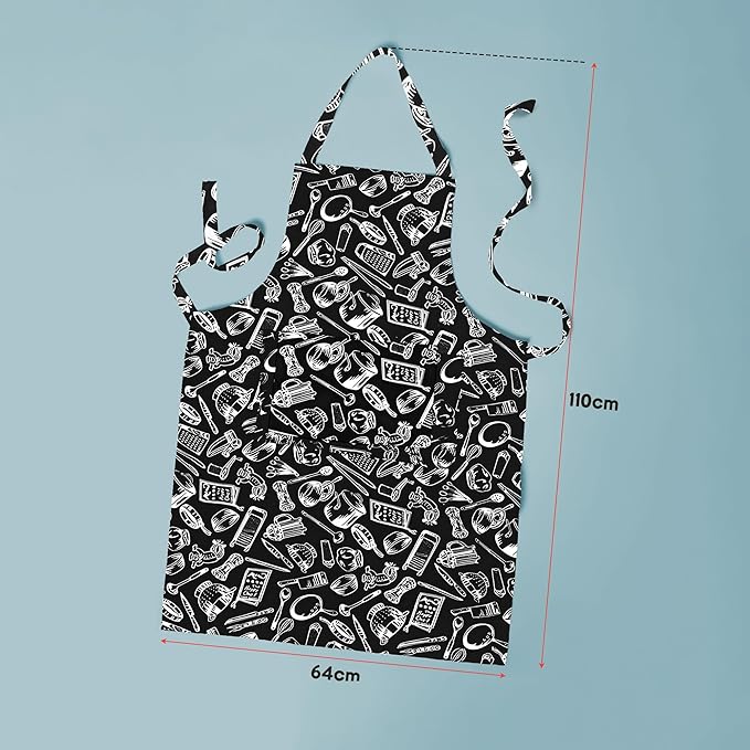 Black Kitchen Utensil Print Cotton Apron – Single or Pack of 2 - photo 3