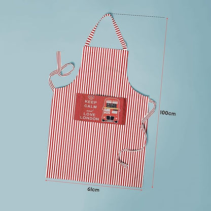 Cotton Bib Apron with Pocket – Brown Pinstripe or London Red Stripe - photo 5