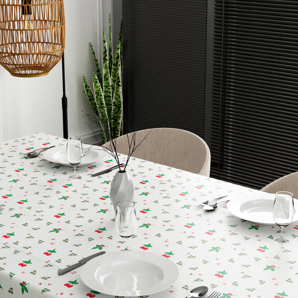 Christmas Tablecloth – Red Bows, Holly or Bells Print, 2 Sizes - photo 11