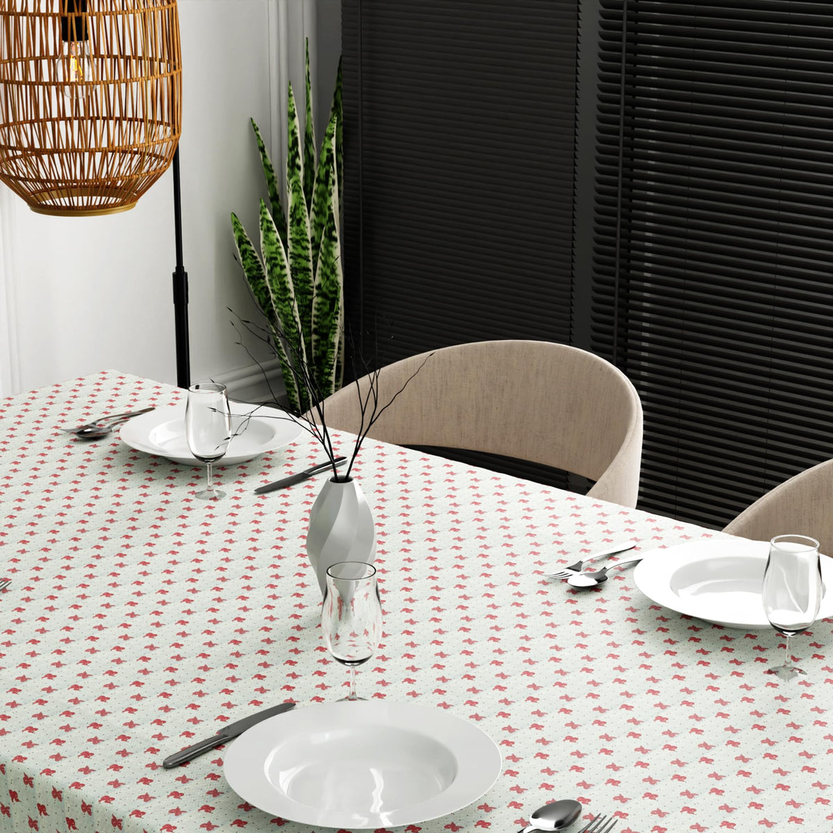 Christmas Tablecloth – Red Bows, Holly or Bells Print, 2 Sizes - photo 7