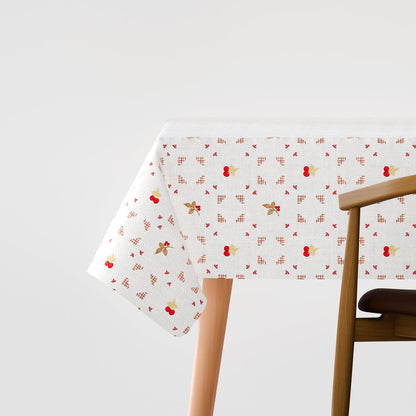 Christmas Tablecloth – Red Bows, Holly or Bells Print, 2 Sizes - Bells & Berries, 150cm x 150cm