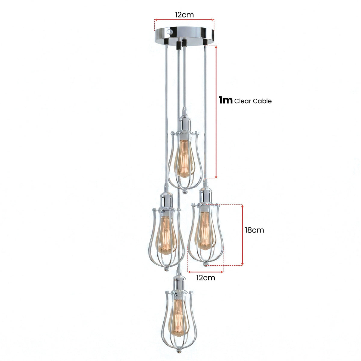 4-Light Cage Cluster Pendant – Chrome, E27 - photo 3