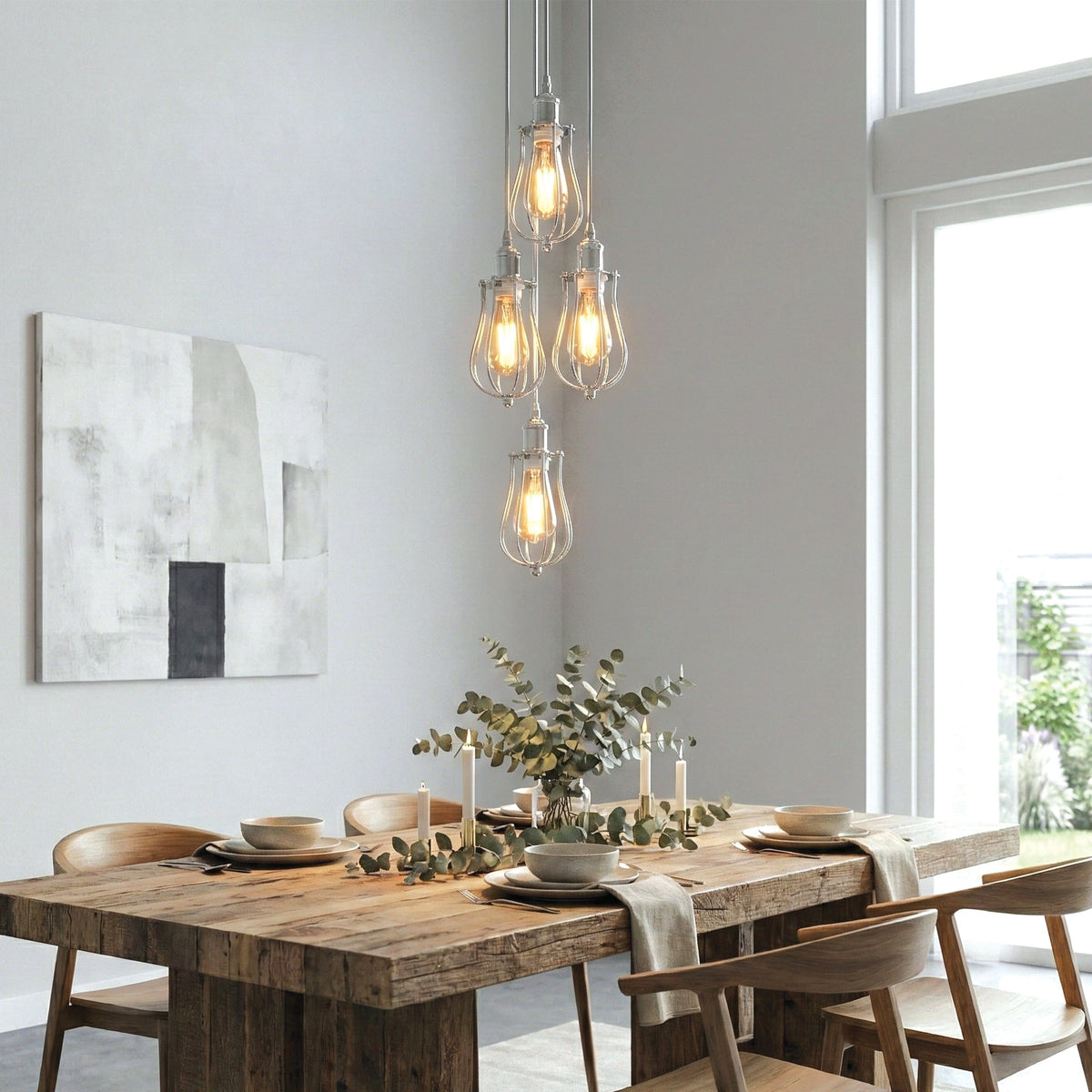 4-Light Cage Cluster Pendant – Chrome, E27 - photo 4