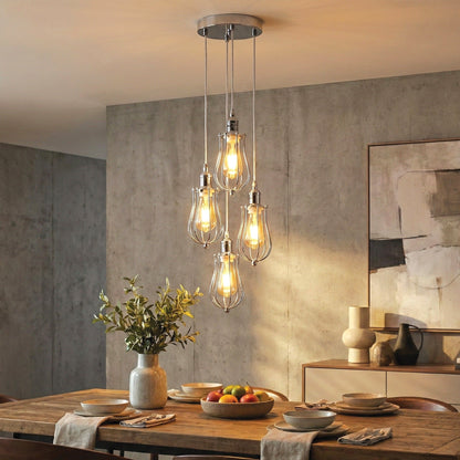 4-Light Cage Cluster Pendant – Chrome, E27 - photo 2