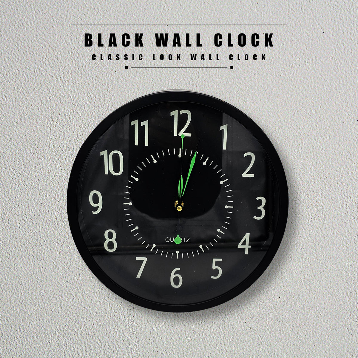 Classic Black Round Wall Clock – Black Dial, Easy-Read Numbers - photo 2