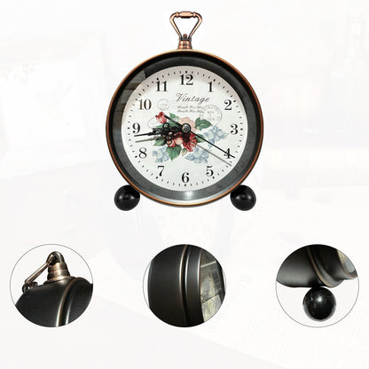 Vintage Alarm Clock – Non-Ticking, 18 cm, Floral, Butterfly or Eiffel Tower - photo 5