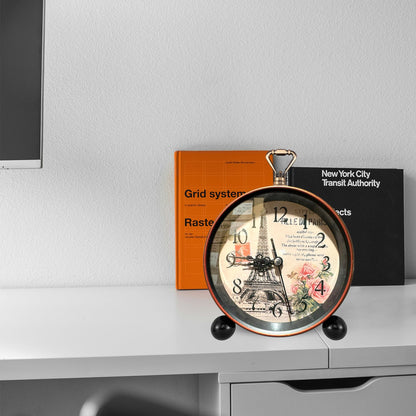 Vintage Alarm Clock – Non-Ticking, 18 cm, Floral, Butterfly or Eiffel Tower - photo 7